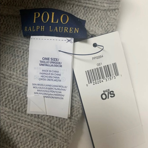 Polo Ralph Lauren Men's Wool Blend Skull Cap Beanie, Light Gray, One Size, NEW - Picture 4 of 4